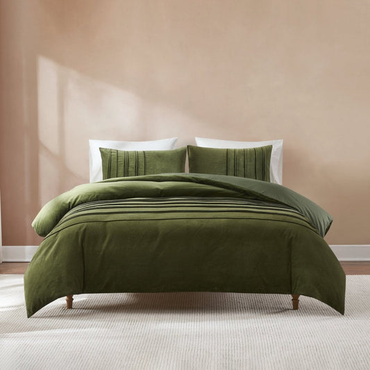 Pleated Groove Velvet Duvet Cover Set