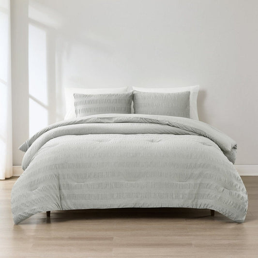 Azalea Ruched Velvet Stripe Comforter Set