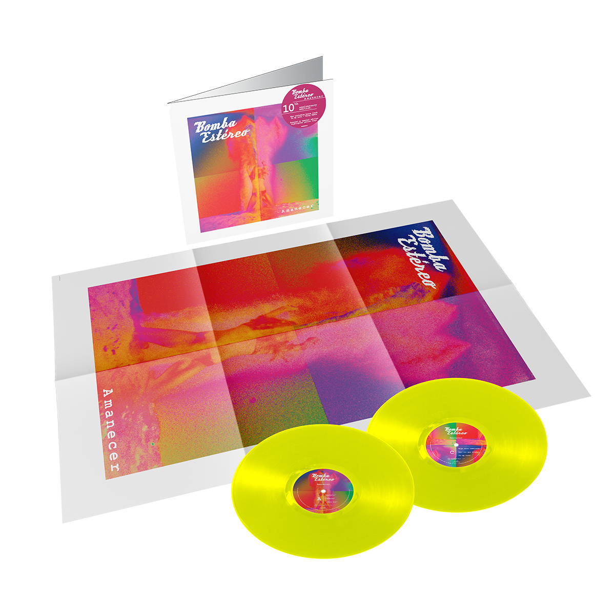 Bomba Estereo - Amanecer 10 Year Anniversary Highlighter Yellow Vinyl 2LP