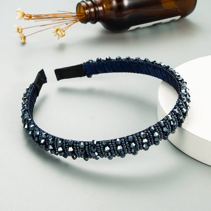 Hair Hoop Hand-Woven Beaded Headband Female Baroque Sponge Hair Bundle Korean Face Wash Hair Accessories