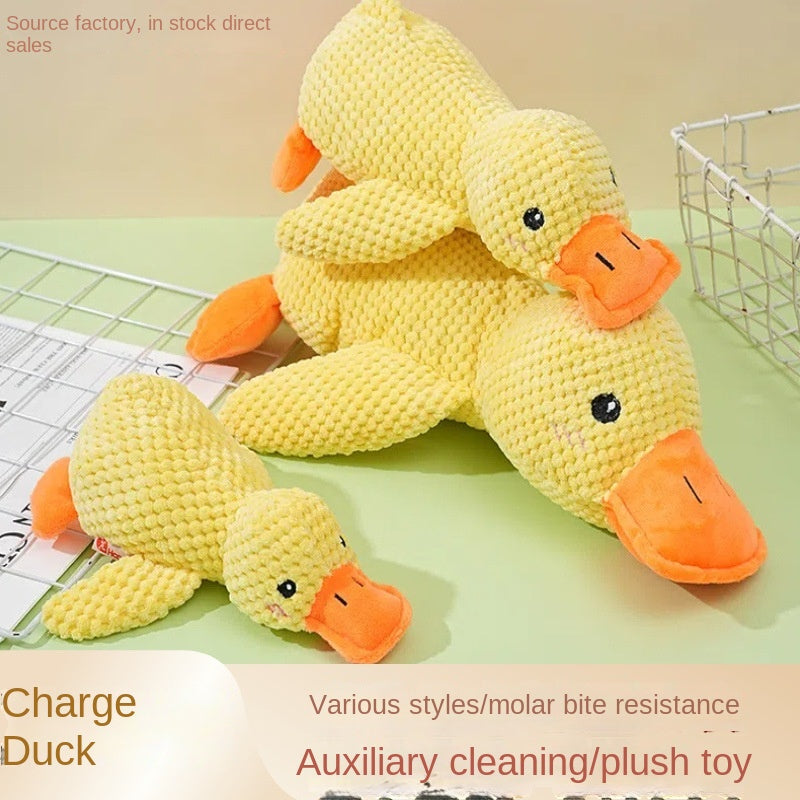 Dogs' Plush Companion Duck Toy for Biting and Teeth Cleaning with Sound, Fun for Cats and Pets - Charging Duck