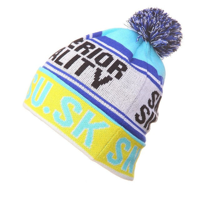 NEW Skiing Hats for Christmas  Women Warm Winter Knitting Skating Skull Cap Hat Beanies Turtleneck Caps Ski Cap Snowboard Hat