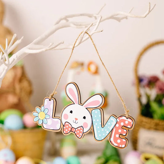 Easter Decoration Supplies Easter Letter Pendant Colorful Rabbit Pendant Colorful Letter Pendant