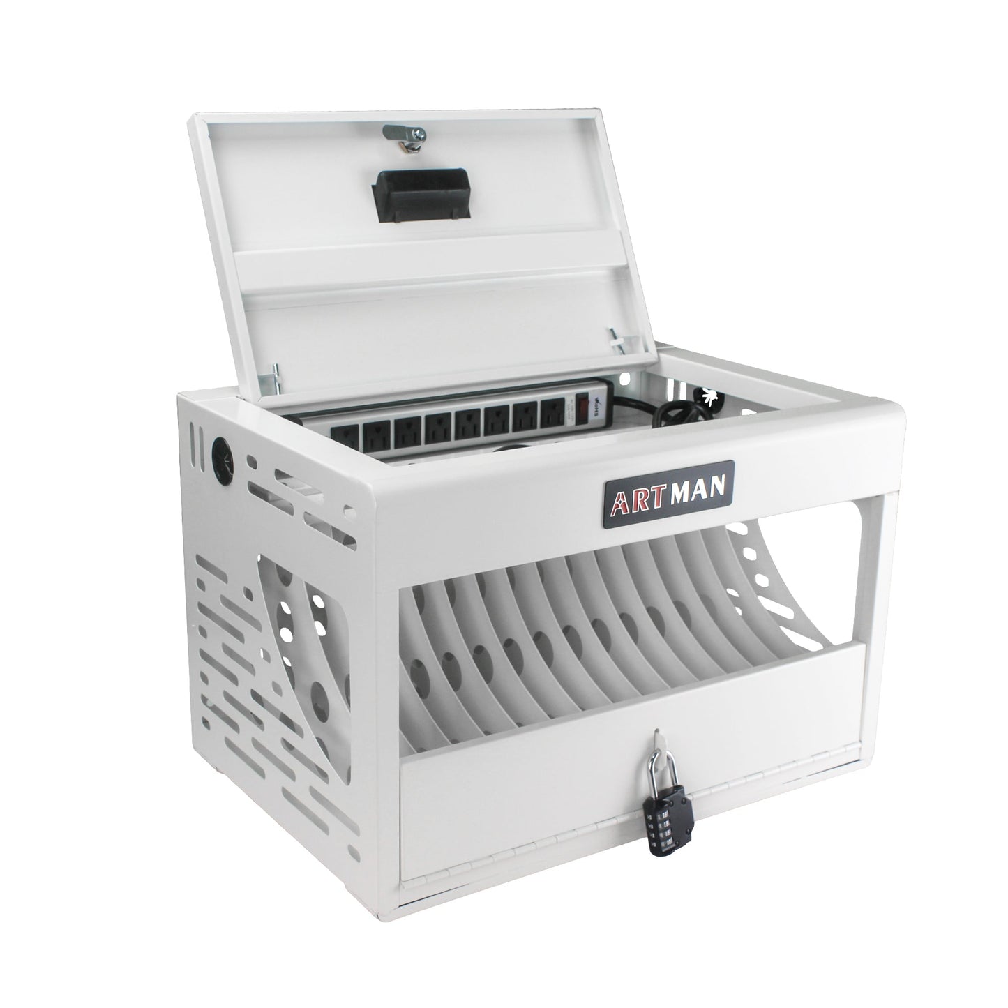16 Bay Charging Cabinet for Laptop Chromebook Locking Charging Station-WHITE