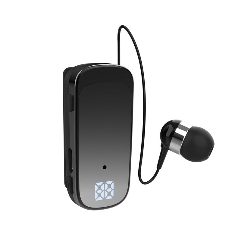 K65 Collar style Telescopic Cable Bluetooth Earphones In Ear Digital Display Long Range Business Single Ear Earphones 5.2