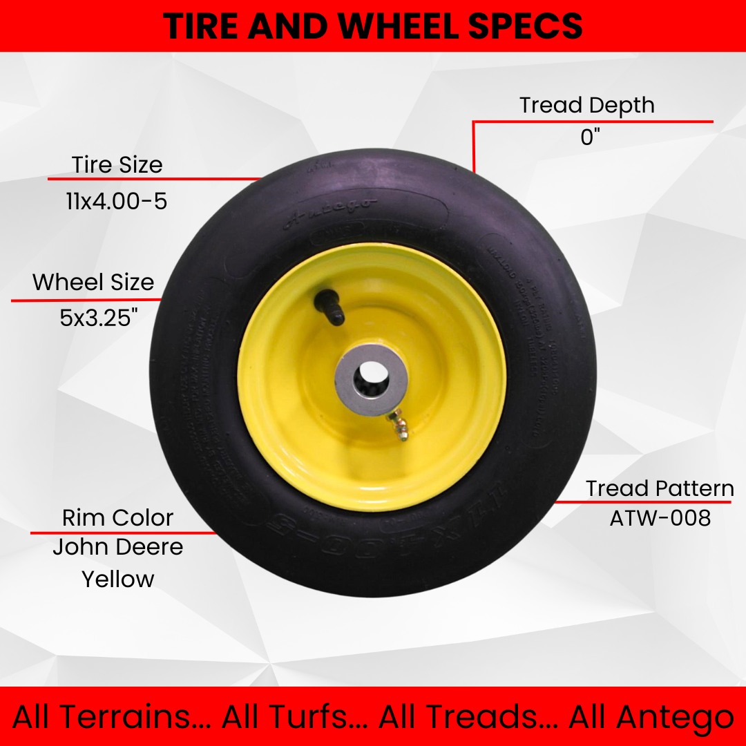 11x4.00-5 John Deere Pneumatic Tire/Wheel Assemblies - Replacement AM101589 - (Set of Two)