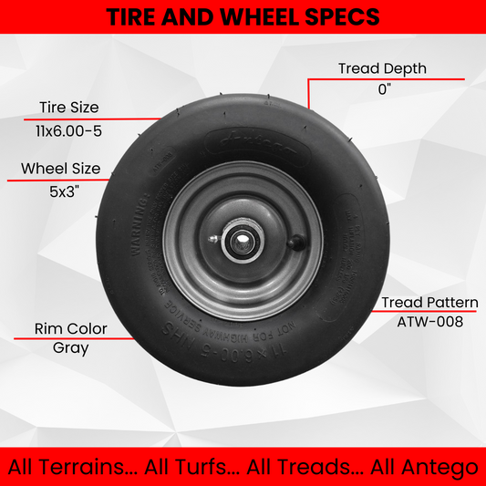(Qty: 1) Gravely Ariens 07101105 11x6.00-5 Tire & Wheel Assembly fits IKON XL, ZT XL