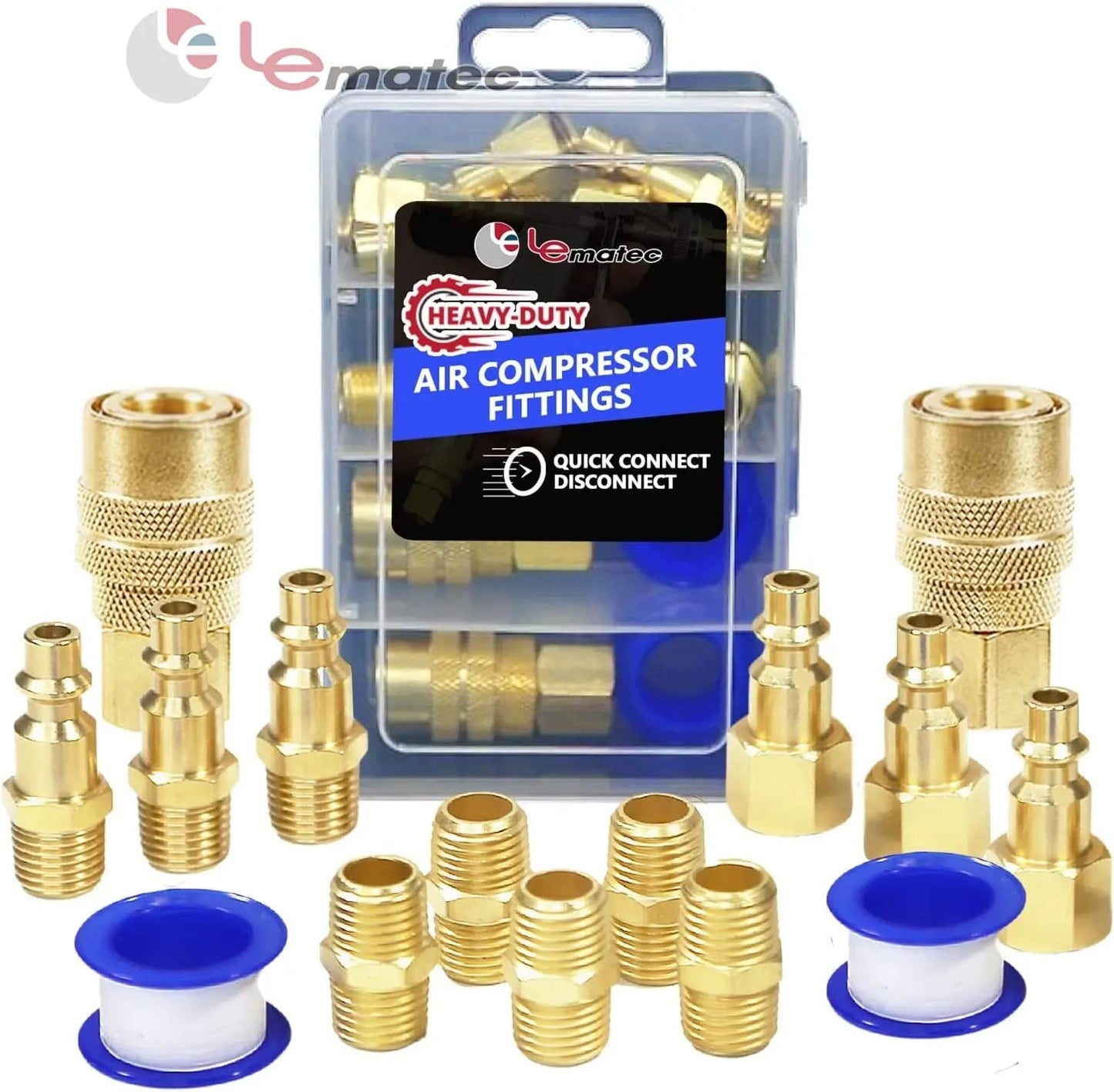 15-Piece Quick Connect Air Compressor Fitting Kit - Professional Grade Brass NPT Connections Set with Storage Case