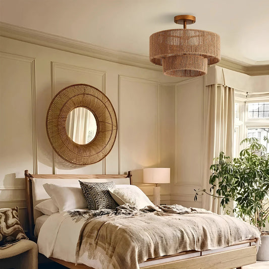 3-Light Traditional Farmhouse Wabi-Sabi Flush Mount Light