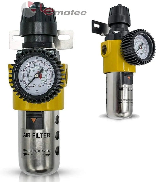 1/2" NPT Air Compressor Filter Regulator Combo - 160 PSI Heavy-Duty System (AS209)