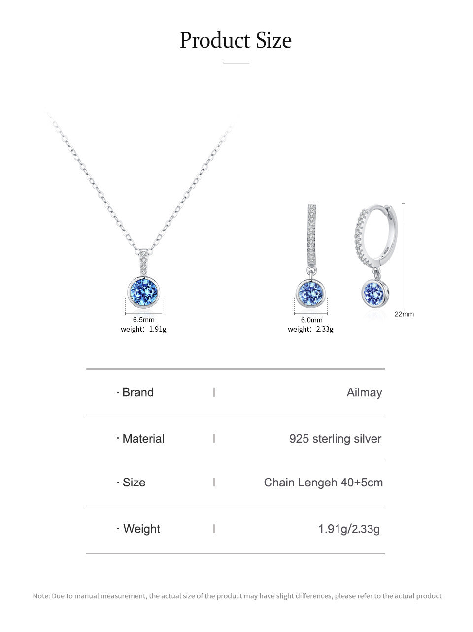 Women's Sea Blue Diamond Jewelry Set
