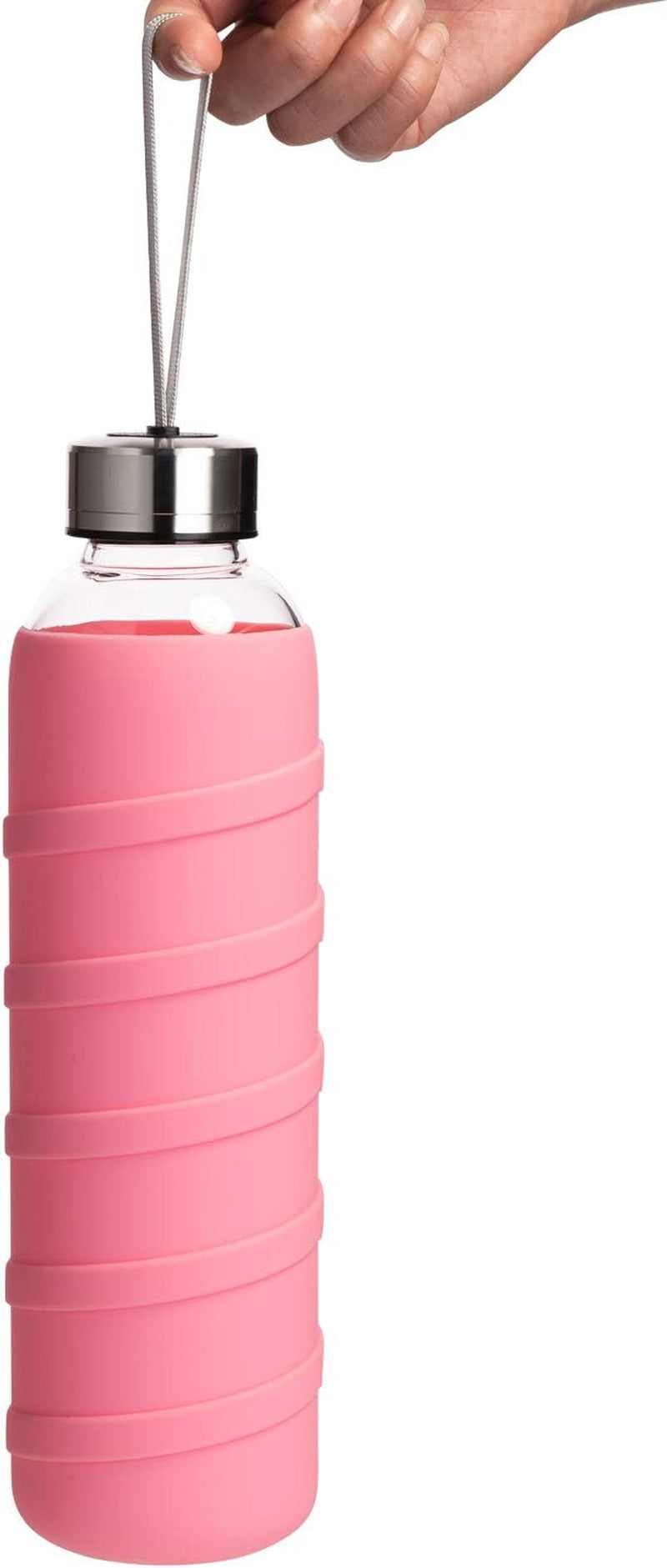 Ferexer Borosilicate Glass Water Bottle with Silicone Sleeve – BPA-Free, Leak-Proof, Reusable, Dishwasher Safe for Hot & Cold Drinks, 20oz