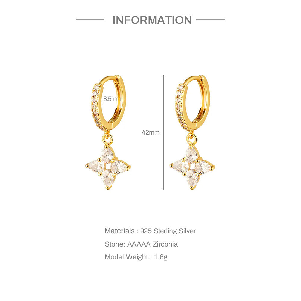 S925 Flowers Water Drop Earrings