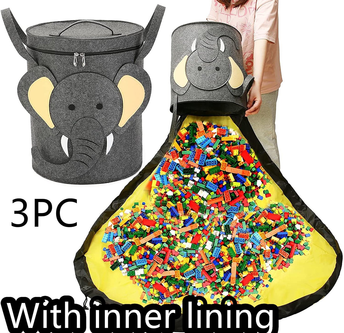 Felt Storage Bag Toy Play Mat 2 In 1 Pull Rope