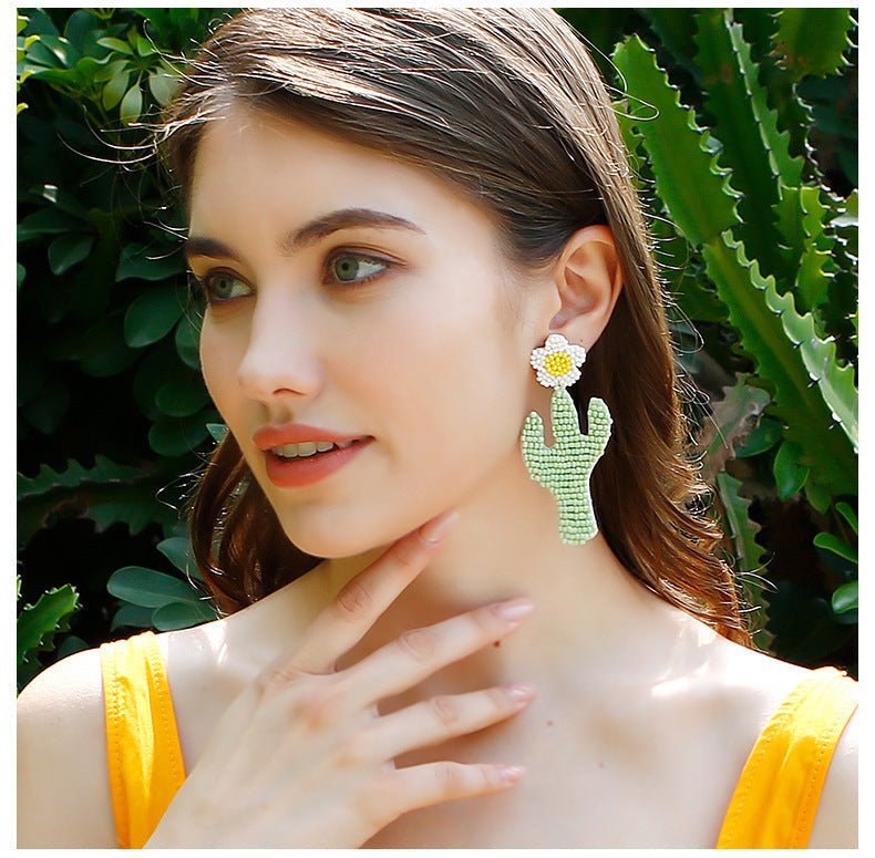 Handmade Bead Flower Earrings