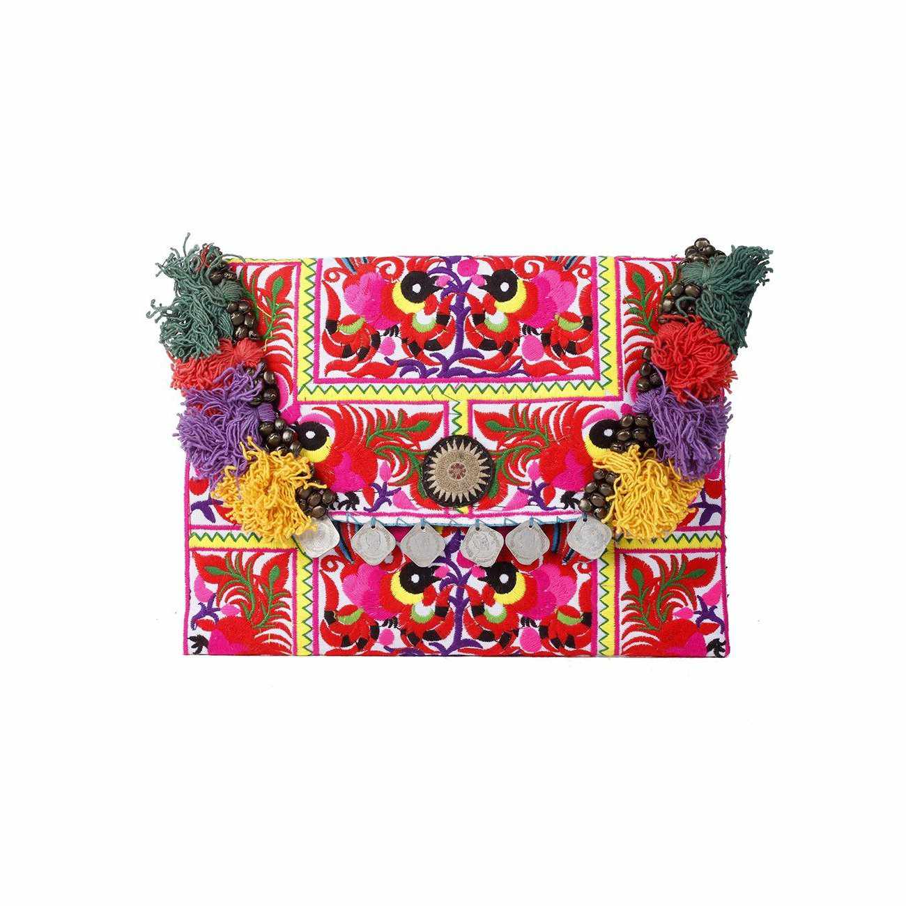 Embroidered Multi Tassel Clutch Bag | IPad Case - Thailand