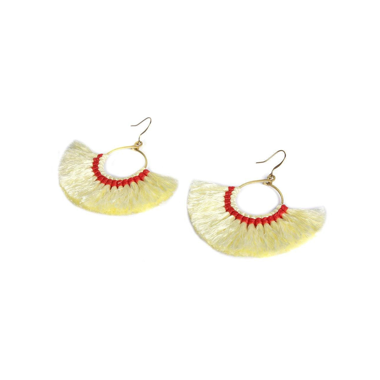 Half Moon Silk Tassel Earrings - Thailand