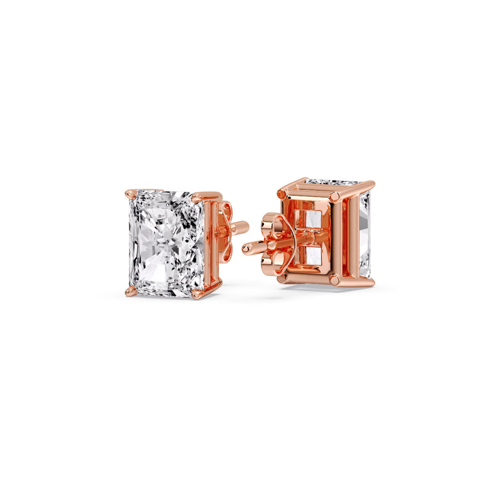 Radiant Diamond Basket Stud Earring