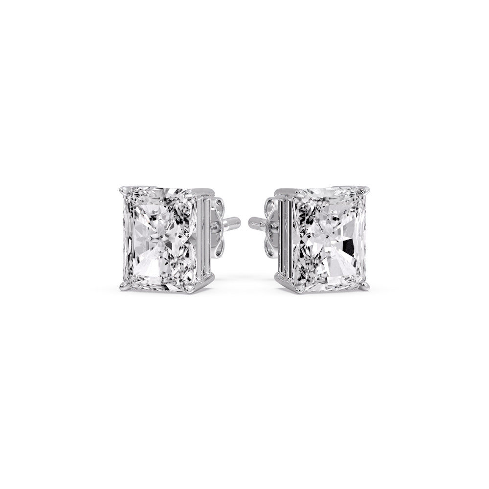 Radiant Diamond Basket Stud Earring
