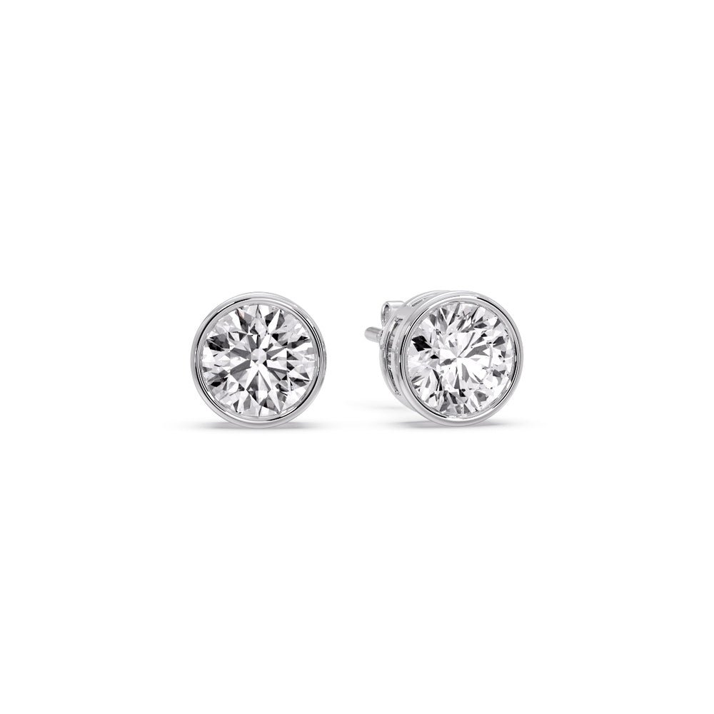 Round Cut Stud Bezel Set Earring