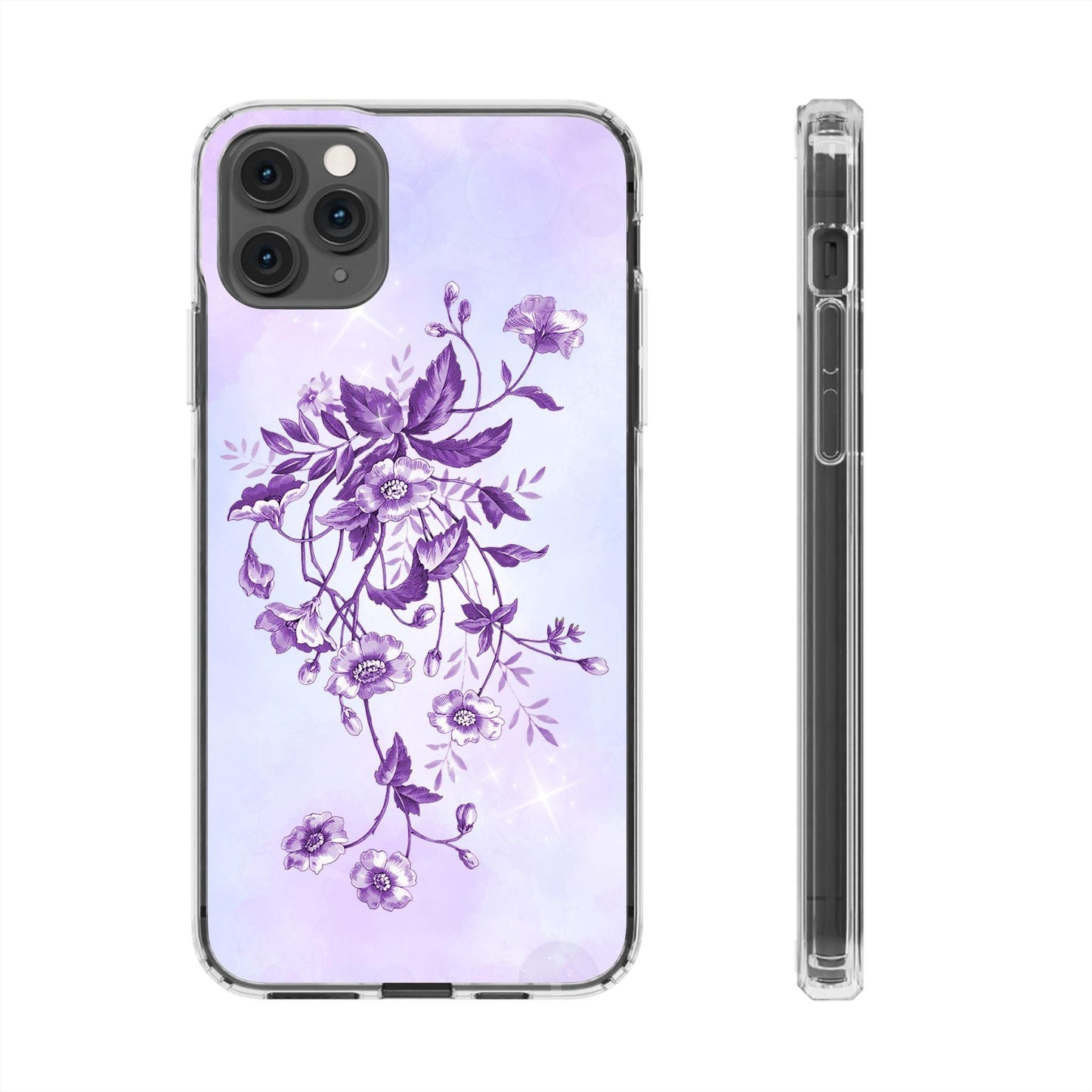 Floral design In Purple Clear Cases