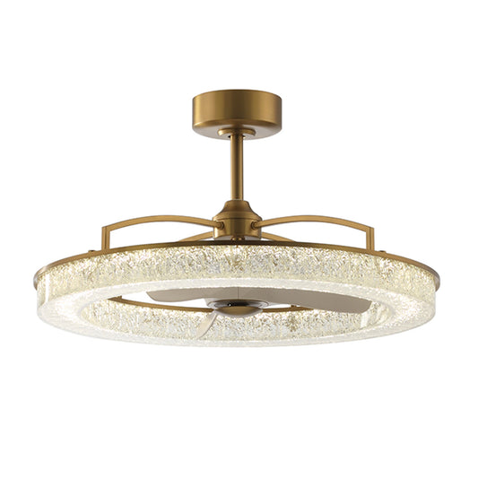 Perimost 32 Inch Andrea Electroplated Golden Luxury LED Fandelier with Remote Control