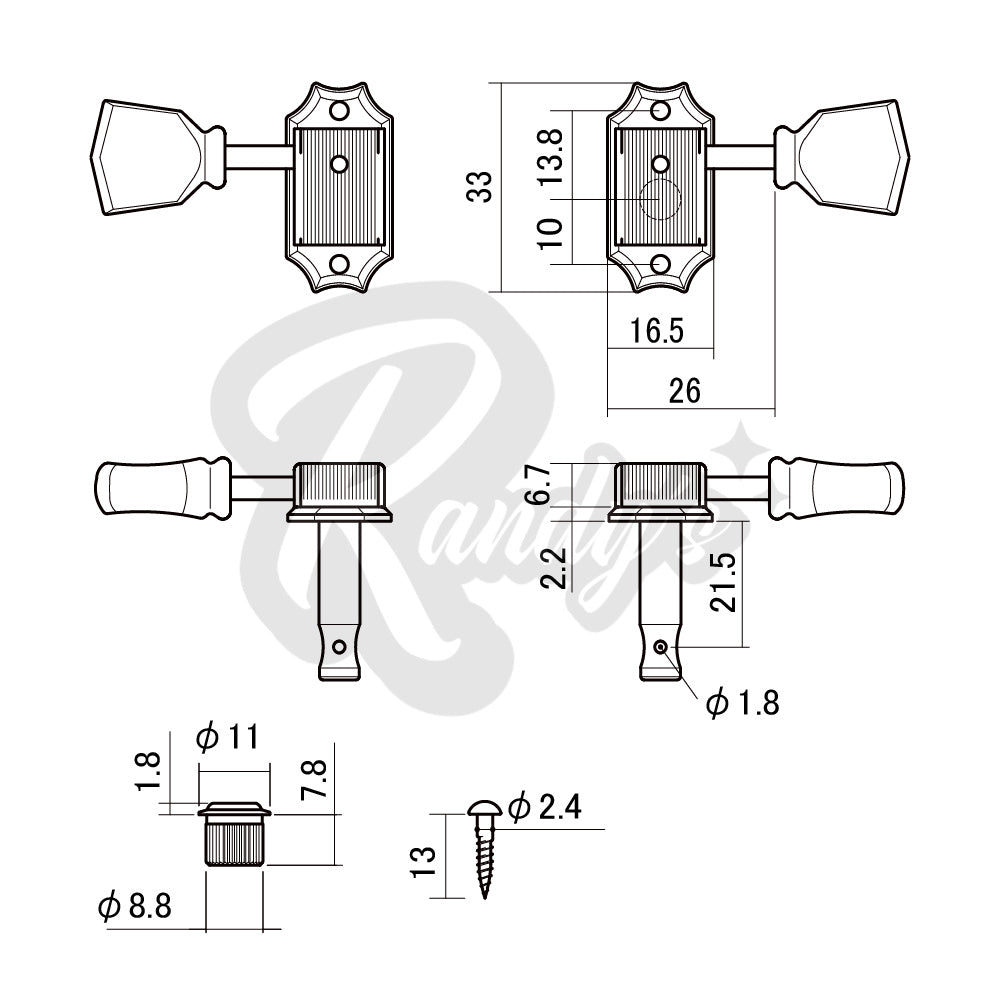 "Vintage Tone Revival" Tuners by Gotoh® w/ Keystone Buttons (Tall Posts) - Fits Gibson®