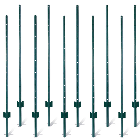 Fence posts ranging from 5 feet to 10 bags, heavy-duty metal fence posts with U-shaped grooves