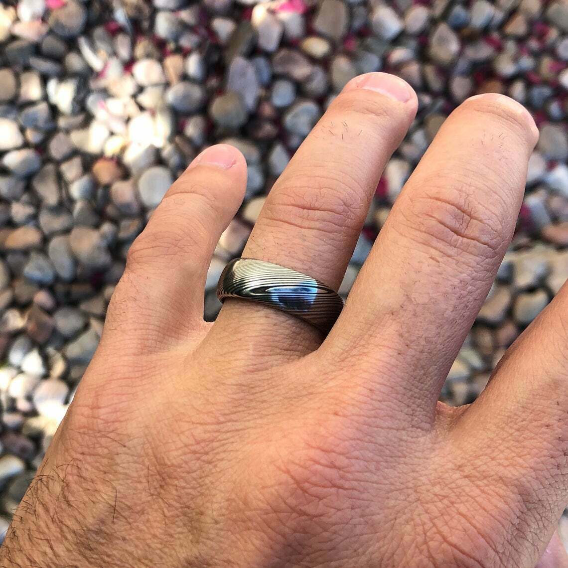 Laser Damascus Tungsten Ring