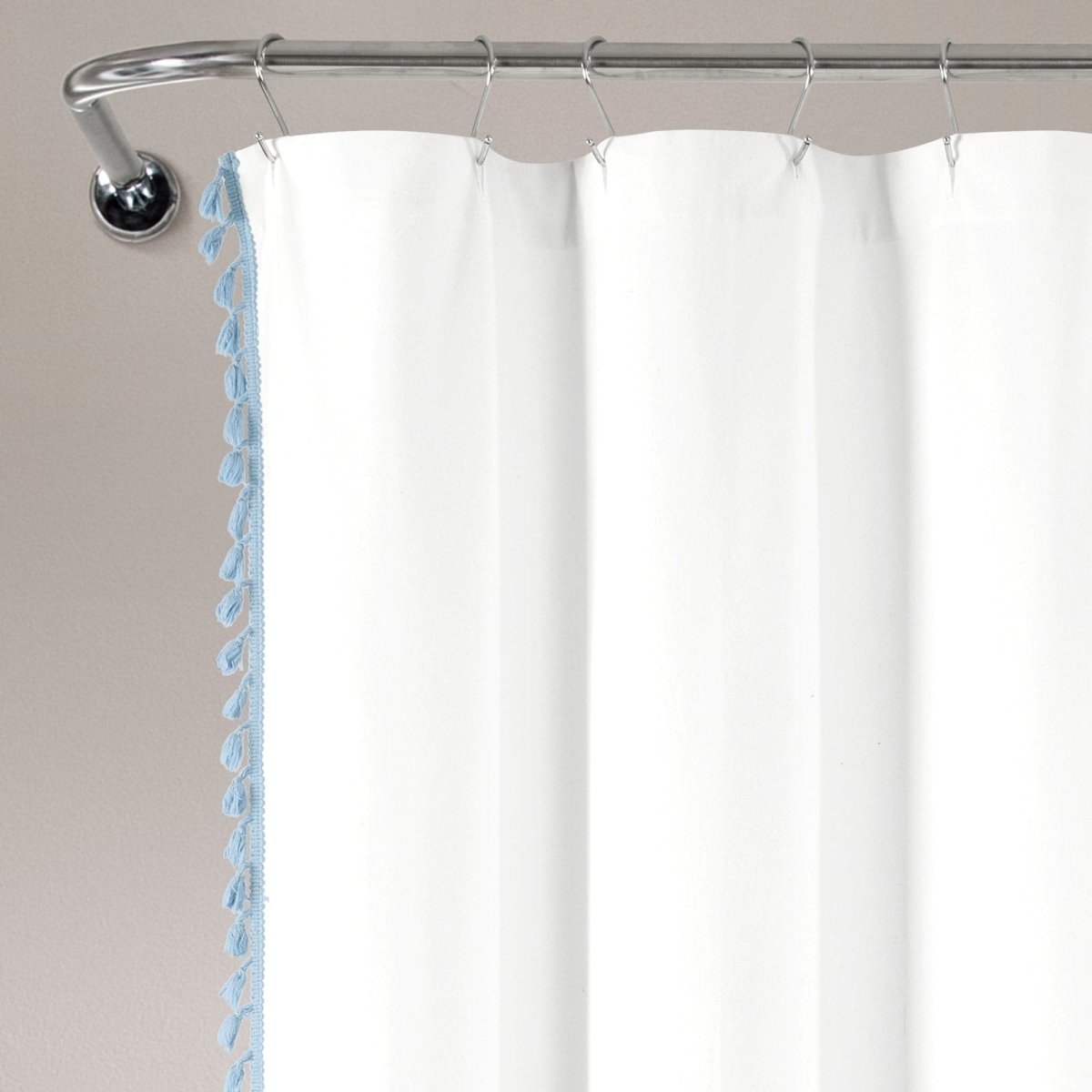 Boho Melora Tassel Yarn Dyed Recycled Cotton Blend Shower Curtain