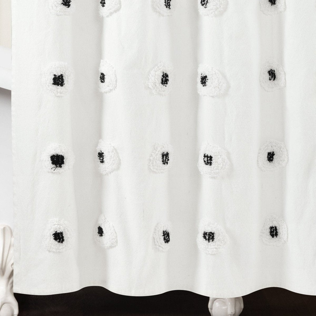 Boho Circle Tufted Yarn Dyed Recycled Cotton Blend Shower Curtain