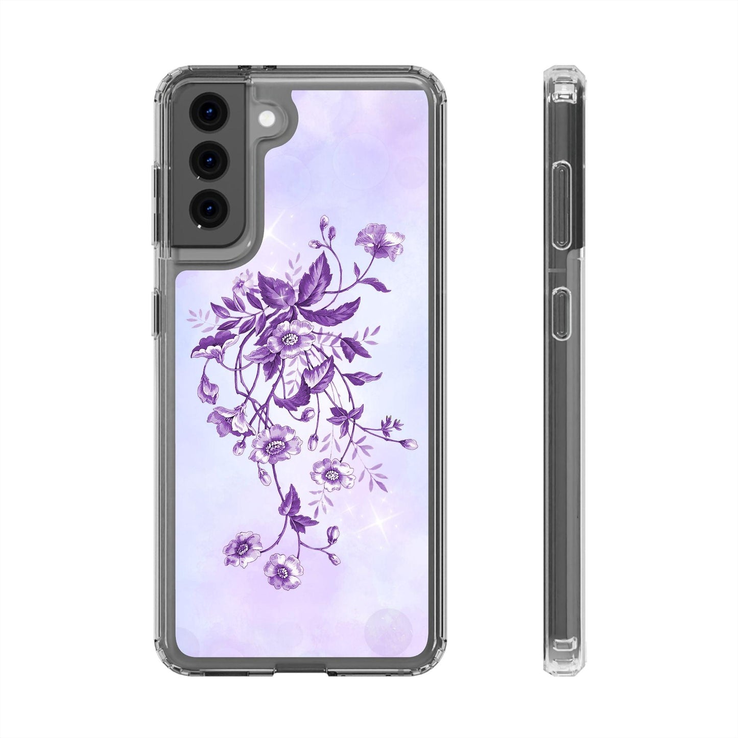 Floral design In Purple Clear Cases
