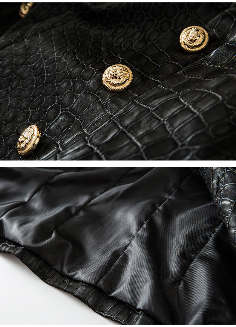 Crocodile Leather Slim-fit Jacket