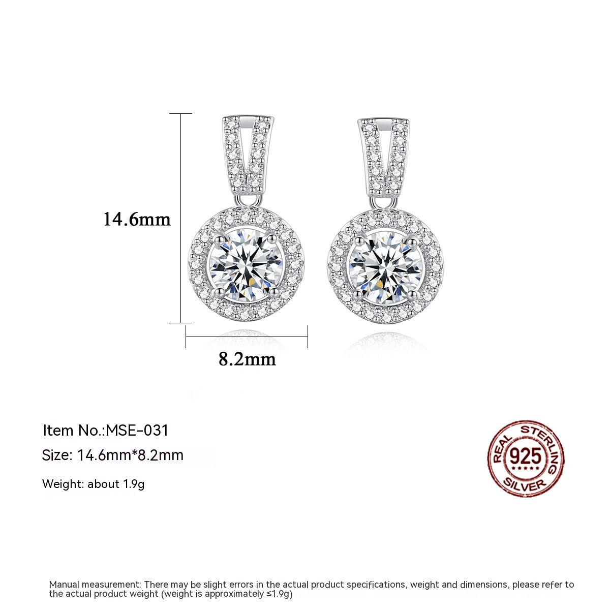 PAG & MAG Moissanite S925 Silver Stud Earrings