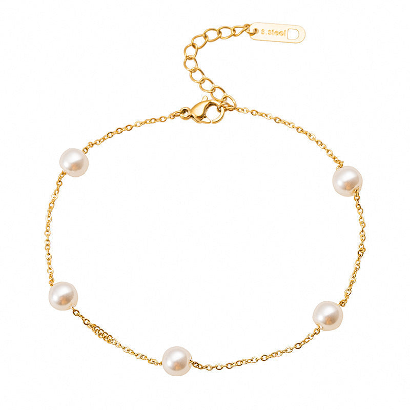 Titanium Steel Pearl Anklet Beach Jewelry