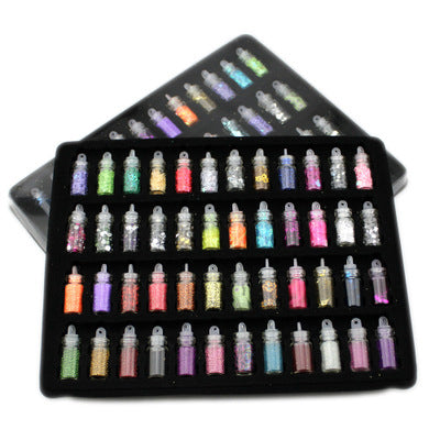 48-in-1 Nail Jewelry Set with Sequins Powder