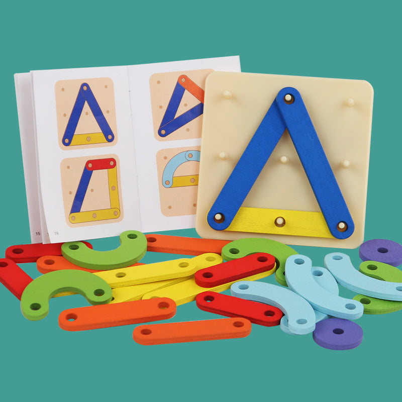 Children's Montessori Geometry Puzzle Creative Versatile Nail Board Early Education Wooden Puzzle Fun Toy
