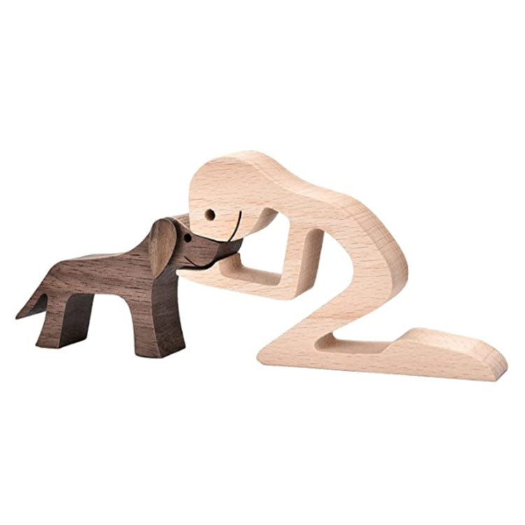 DIY Wooden Dog Figurine Sculpture Home Decor