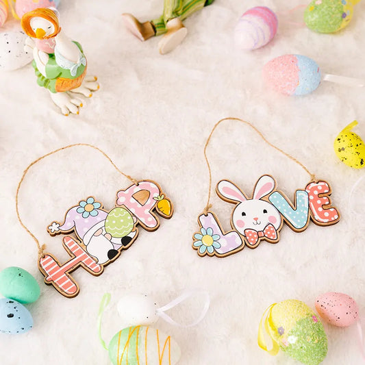 Easter Decoration Supplies Easter Letter Pendant Colorful Rabbit Pendant Colorful Letter Pendant