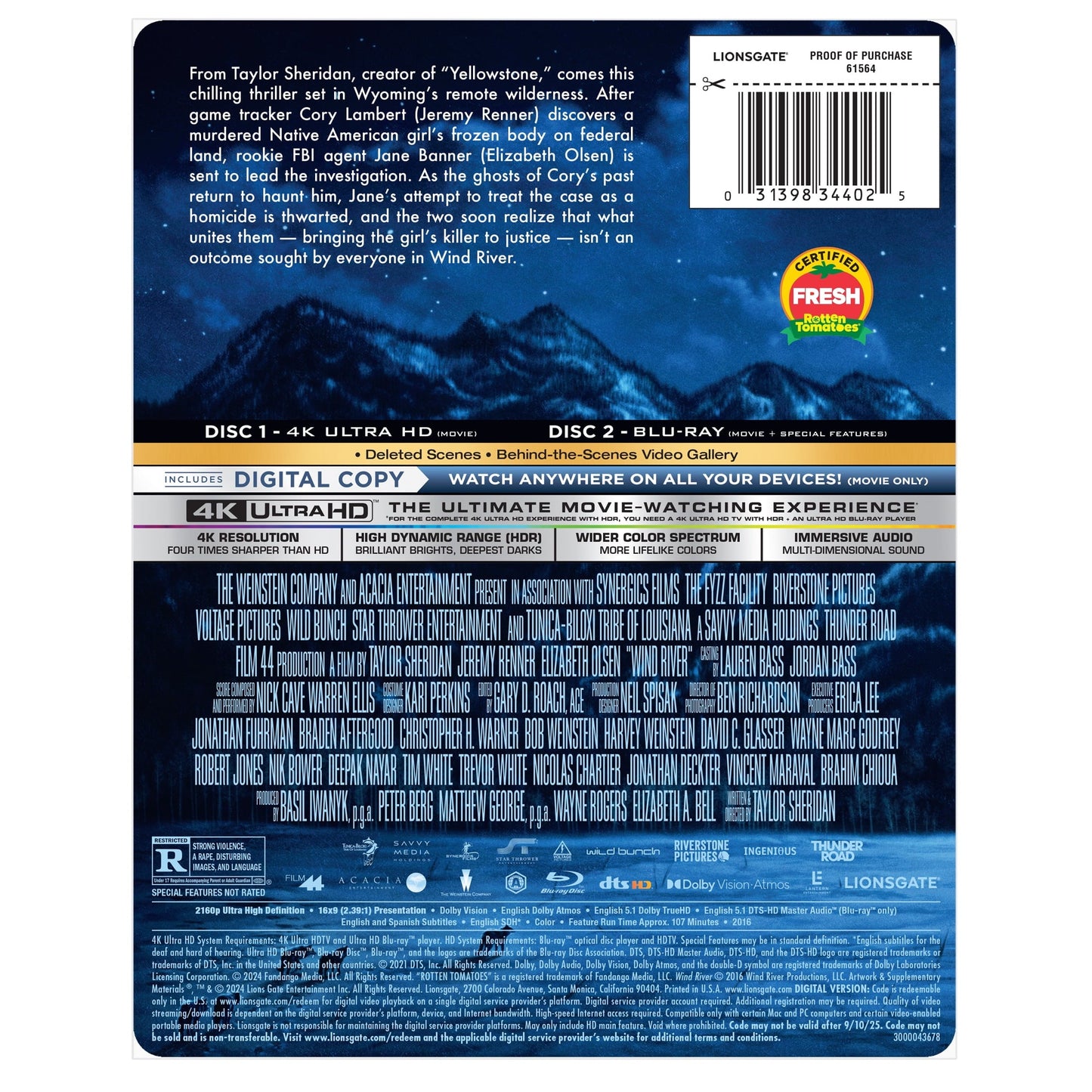 Wind River - Steelbook [4K UHD + Blu-ray + Digital Copy]