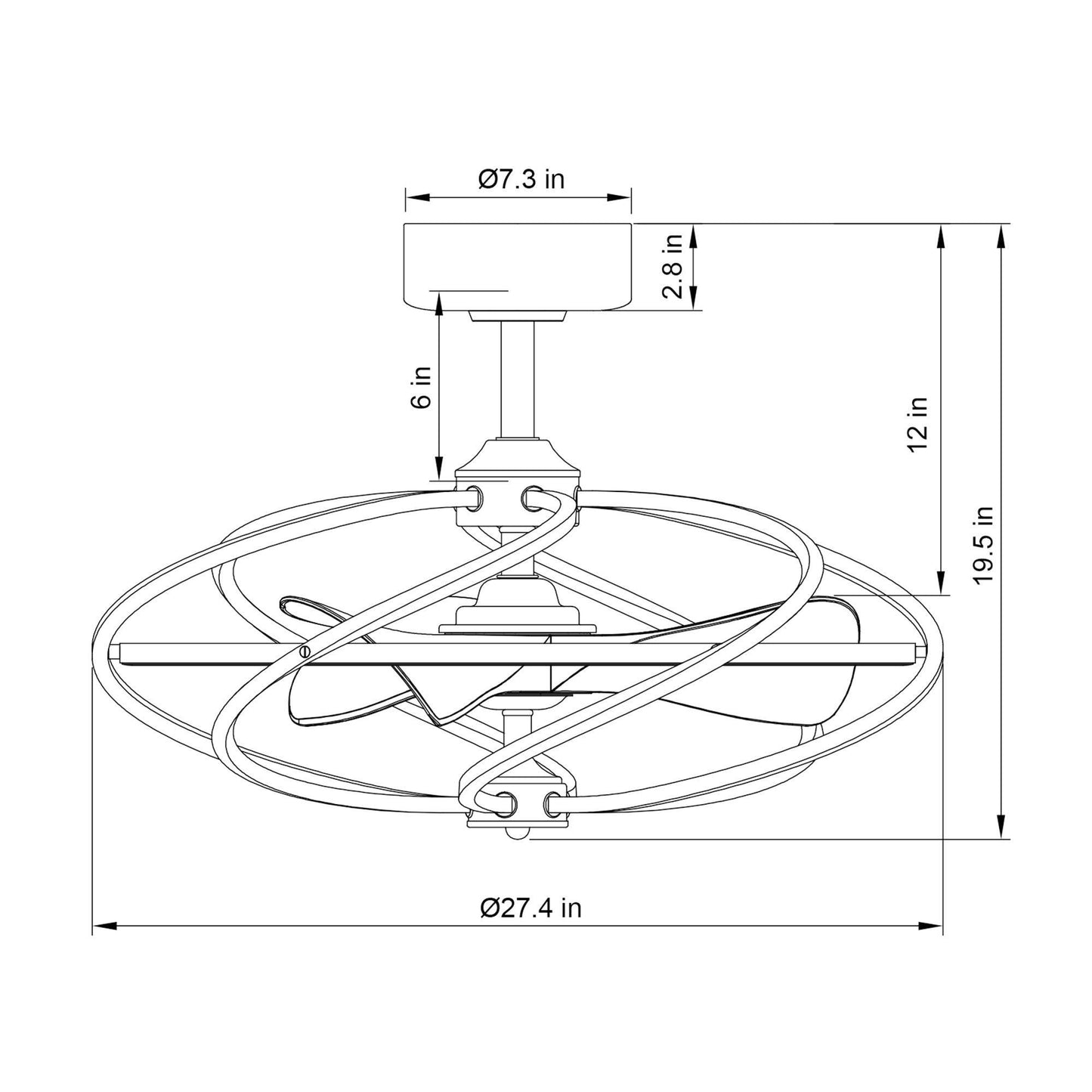 27" Bucholz Industrial DC Motor Brushed Nickel Downrod Mount Reversible Ceiling Fan with Lighting and Remote Control