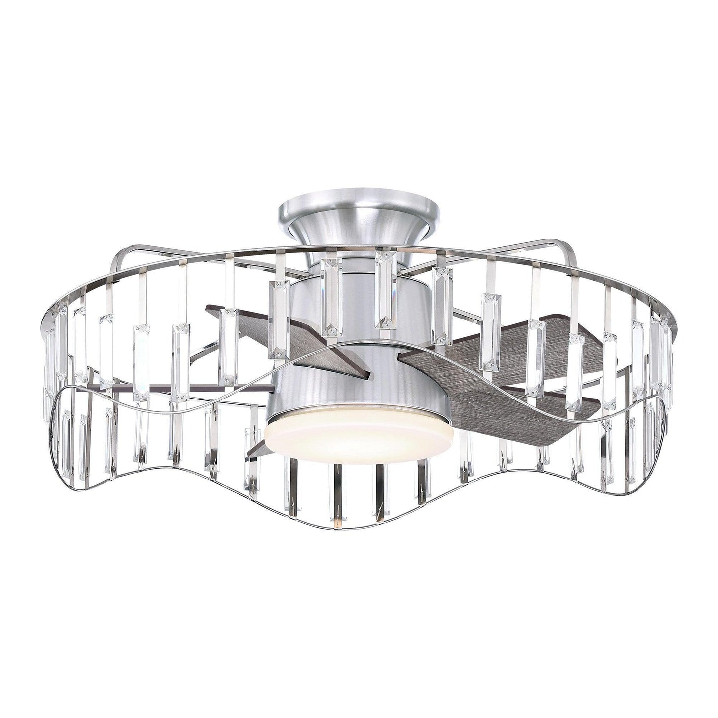 27" Modern Brush Nickel Flush Mount Reversible Ceiling Fan with Lighting and Remote Control