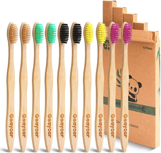 Eco-Friendly Bamboo Toothbrushes – Set of 10
