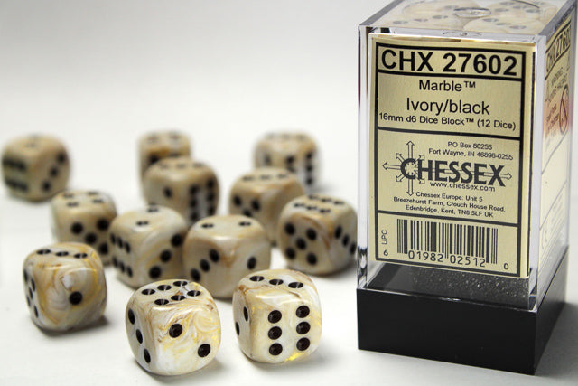 Chessex: D6 Marble Dice sets- 16mm