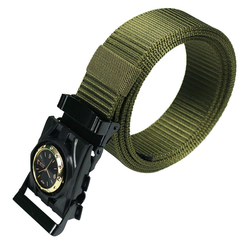 Men's Canvas Smooth Buckle Nylon Pant Belt