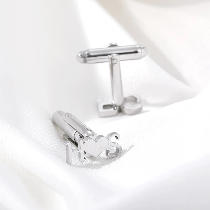 Stainless Steel Name Earrings Initials Buttons