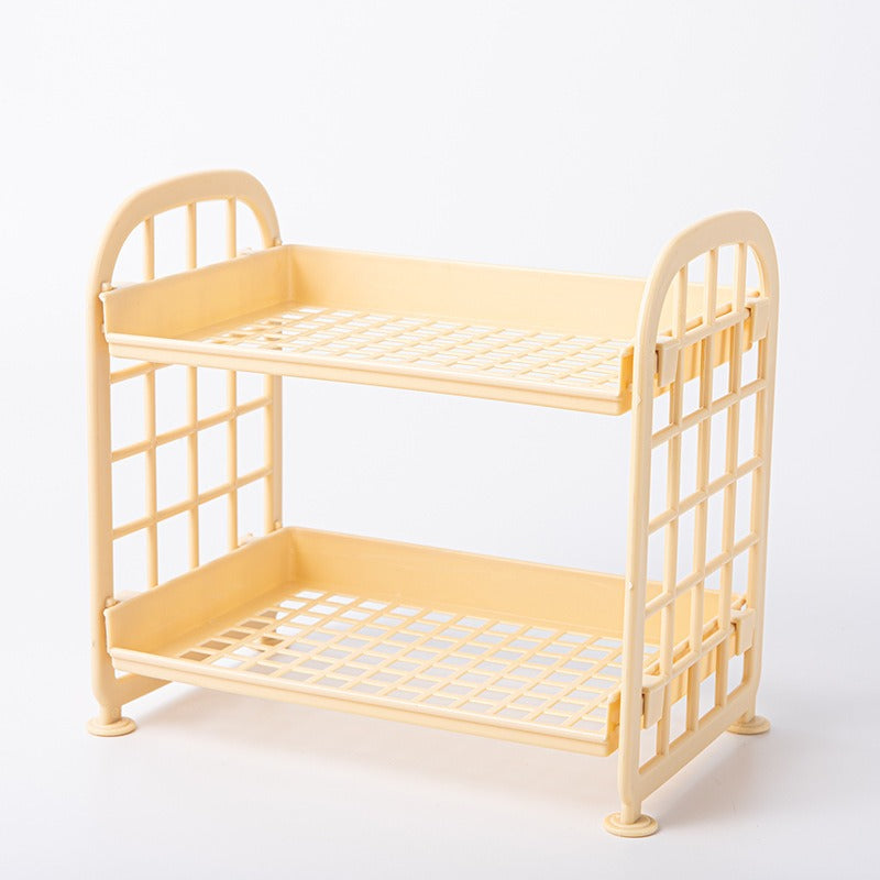 Double Storage Rack Kitchen Small Shelf Desktop Storage Rack Bathroom Sink Plastic Organizing Rack