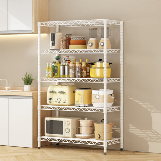 Wire frame metal storage rack adjustable rack, vertical storage rack unit (white, 42L x 18W x 71H)