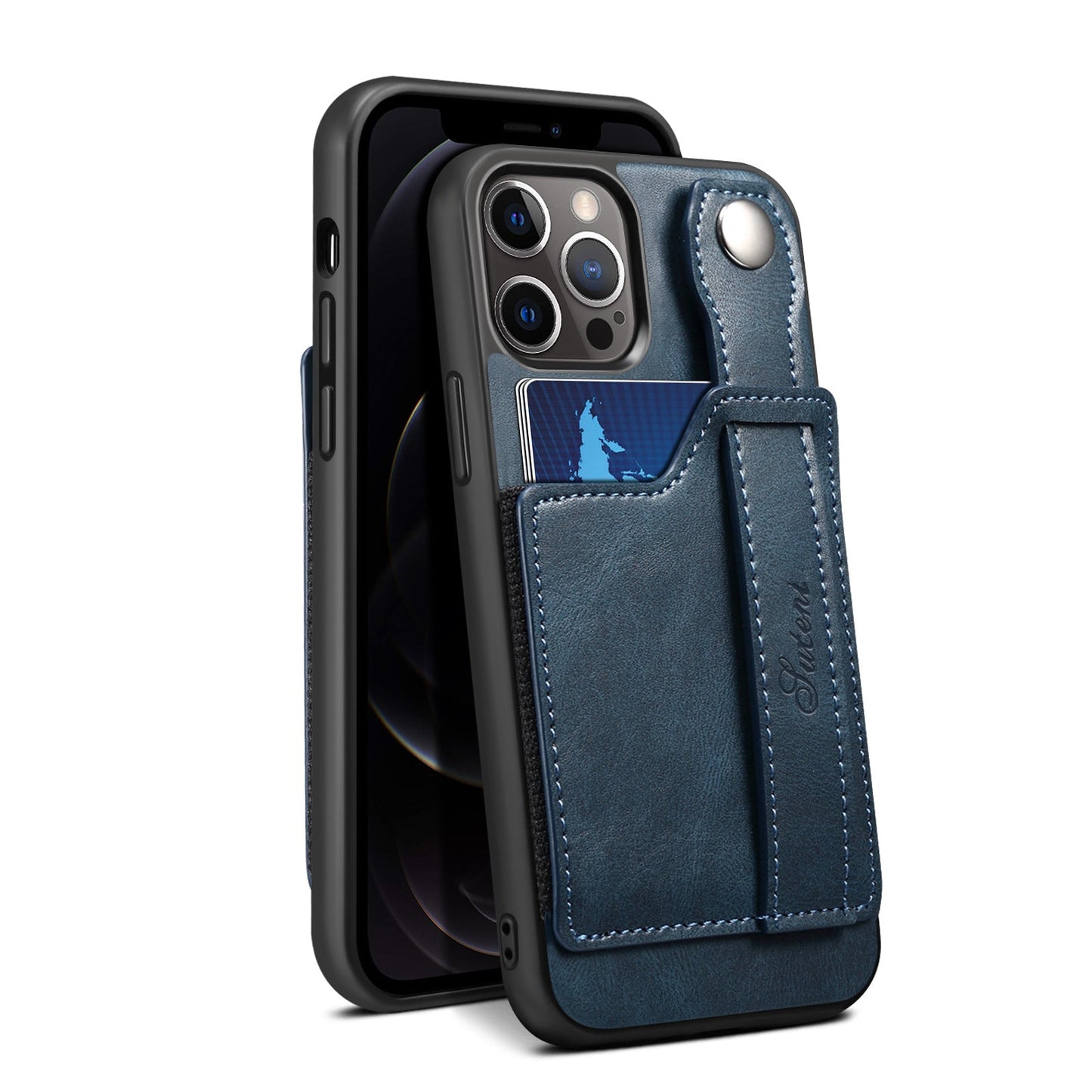 For iPhone 14ProMax Mobile Phone Case Apple iPhone 14Pro Plug-In Card Leather Case Wrist With Back Cover Type Protective Case