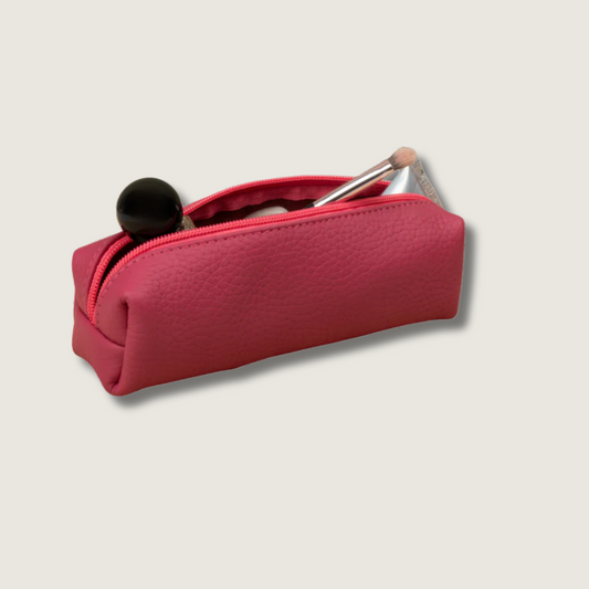 Elegant Leather Makeup Bag - Pink - Aurora